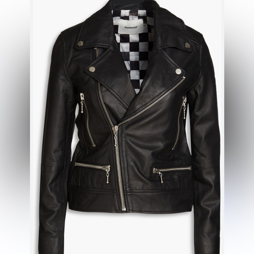 Women's Black Leather Moto Jacket